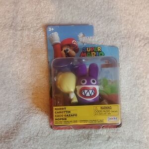 Nintendo Super Mario Purple Nabbit Figure with Yellow Carrot Accessory  2.5 in